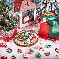 クリスマスレジンデコデンカボション72個、18スタイル  ミックスカラー  混合図形  12.5~27.5x11~28.5x4.5~10.5mm  4個/スタイル&nbsp;RESI-SC0005-75
