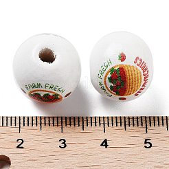 フルーツテーマの木製ヨーロピアンビーズ  大穴ビーズ  苺  15.5~16x14.5mm  穴：4mm&nbsp;WOOD-M011-01A