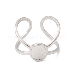 304ステンレス鋼リング部品  パッドリングセッティング  オーバル  ステンレス鋼色  usサイズ7 1/4(17.5mm)  トレイのサイズ：8x6mm&nbsp;LS-RJEW-P188-01A-P
