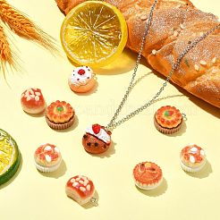 30 個 6 スタイル模造食品不透明樹脂ペンダント  プラチナトーンの鉄製ループ付きケーキ＆パンチャーム  ミックスカラー  24.5~26x17~21.5x13~16.5mm  5個/スタイル&nbsp;FIND-CJ0002-47