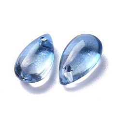 クリアガラスチャーム  染め＆加熱  ティアドロップ  コーンフラワーブルー  13.5x8x5.5mm  穴：1mm&nbsp;GLAA-O017-01G