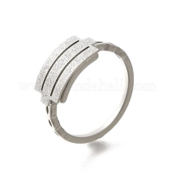 女性用テクスチャ長方形 304 ステンレススチール指輪  ステンレス鋼色  内径：17mm&nbsp;RJEW-L126-05B-05P
