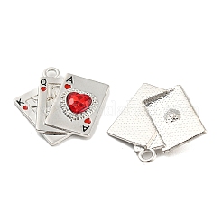 エナメルペンダントと合金  トランプチャーム  混合色ガラス付き  プラチナ  24x25x4mm  穴：2mm&nbsp;FIND-G062-22P