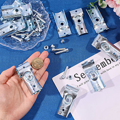 炭素鋼パイプクランプブラケットセット（ネジとナット付き）2個  ステンレス鋼色  70x30x13.5mm&nbsp;FIND-WH0141-160B