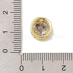 真鍮製マイクロパヴェキュービックジルコニア連バー  アルファベット付きフラットラウンド  18KGP本金メッキ  文字Z  10x6.5mm  穴：5x3mm&nbsp;KK-C111-01G-Z