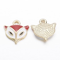 合金エナメルチャーム  キツネ  ゴールドカラー  ミックスカラー  13x13x2mm  穴：1.5mm&nbsp;X-PALLOY-P118-28