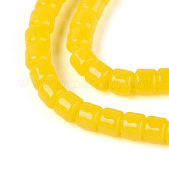 ジェイド風ガラスビーズ連売り  コラム  ゴールド  3.5x4~4.5mm  穴：0.7~0.9mm  約102~108個/連  14.17~14.96インチ（36~38cm）&nbsp;GLAA-N065-4x4mm-B02