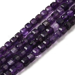 天然石アメジストビーズ連売り  ファセットテーブルカットキューブ  5~6x5~6x5~6mm  穴：1.2mm  約61個/連  12.20~12.80''（31~32.5センチメートル）&nbsp;G-F797-A05-01
