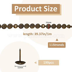 鉄釘ストリップ  釘18本付き  家具装飾アクセサリー  アンティークブロンズ  1000x11mm&nbsp;FIND-WH0148-752AB