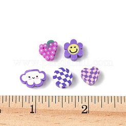 50個5スタイル手作りポリマークレイビーズ  ミックスカラー  6~11.5x8~11.5x4~5.5mm  穴：1.2~1.8mm  10個/スタイル&nbsp;CLAY-FP0001-18