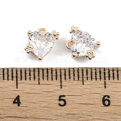 真鍮マイクロパヴェクリアキュービックジルコニアペンダント  ハートチャーム  18KGP本金メッキ  7.5x7x4mm  穴：1mm&nbsp;X-KK-K351-45B-G