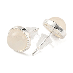 天然aスタッドピアス  女性用真鍮金具  ラウンド  10mm&nbsp;EJEW-M252-02P-02
