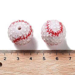 樹脂製ラインストーンビーズ  ラウンド  ホワイト  20mm  穴：3mm&nbsp;RESI-WH20005-011A