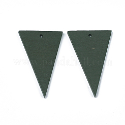 スプレー塗装木製ペンダント  三角形  ダークスレートグレー  49x30x2.5mm  穴：2mm&nbsp;LS-WOOD-T017-01A