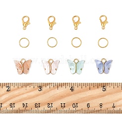 DIYペンダントデコレーションキット  蝶のアクリルチャーム付き  亜鉛合金カニカンと鉄オープン丸カン  ミックスカラー  13x14x3mm  穴：2mm  20pc&nbsp;DIY-FP0001-64