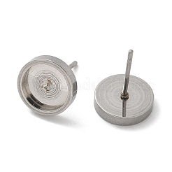201ステンレススチールスタッドピアス  304ステンレスピン付き  フラットラウンド  ステンレス鋼色  10mm  ピン：0.8x11mm&nbsp;STAS-C117-01B-P