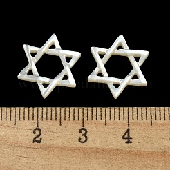 天然ホワイトシェルのダビデの星マルチ連リンク  15.2x13.2x1.5mm  穴：1.2mm&nbsp;SSHEL-N038-04B