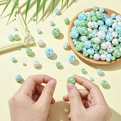 250g UVメッキレインボー虹色不透明アクリルビーズ  模造ゼリー  混合サイズ  ラウンド  ミックスカラー  6~16mm  穴：1.8~3mm  約320個/250g&nbsp;PACR-CJ0001-38D