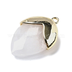 天然石ペンダント  金色の真鍮のパーツと  イチゴの形をしたチャーム  多面カット  25x17.5x7mm  穴：1.6mm&nbsp;G-U019-03B