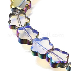 電気メッキ透明ガラスビーズ連売り  花  カラフル  11.5x12x4mm  穴：0.8mm  約35個/連  15.94''（40.5センチメートル）&nbsp;GL-CBA98F0-07E