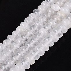 天然石クオーツクリスタルビーズ連売り  ロッククリスタルの滑らかなロンデルビーズ  10~10.5x5.5~6mm  穴：0.7~1.2mm  約61~69個/連  14.37~15.55インチ（36.5~39.5cm）&nbsp;G-Q613-01A