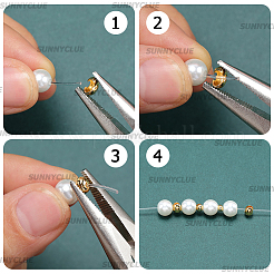 120 個 3 スタイル真鍮つぶし玉カバー  長持ちメッキ  18KGP本金メッキ  3.5~5.5x4~6.5x2mm  穴：1.2~2mm  40個/スタイル&nbsp;KK-SC0007-34