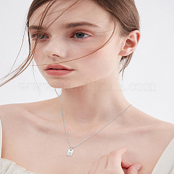 ステンレススチール製文字長方形ペンダントネックレス1個  女性と男性のための真鍮ベネチアンチェーンネックレス  鉛フリー＆ニッケルフリー＆カドミウムフリー  ステンレス鋼色  文字S  17.64~18.35インチ（44.8~46.6cm）  エンドエクステンダー：59~62mm  ペンダント：10x6mm&nbsp;NJEW-LP0001-34S-P