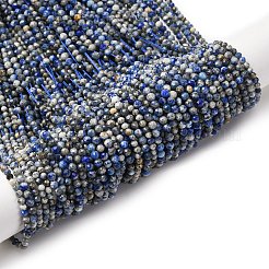 天然石ラピスラズリビーズ連売り  多面カットラウンド  3mm  穴：0.6mm  約144個/連  15.12''（38.4センチメートル）&nbsp;LS-G-RM2025-A24-3mm
