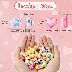 50 個 10 スタイル不透明なアクリル ビーズ  星/ハート  ミックスカラー  15~17x17.5x10~12mm  穴：3mm  5個/スタイル&nbsp;OACR-CJ0001-88