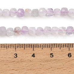 天然ラベンダーアメジストビーズ連売り  多面カット  キューブ  4x4x4mm  穴：0.8~0.9mm  約99~102個/連  15.35~15.63''（39~39.7センチメートル）&nbsp;GG-CBA4399-D02-01