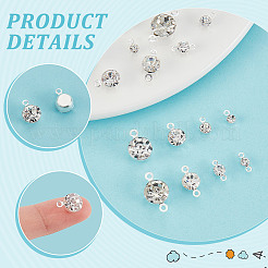 DIYフラットラウンド真鍮ラインストーンコネクタチャーム＆ペンダントジュエリー製作キット  プラチナ  3~8mm  40個/スタイル&nbsp;DIY-GA0001-69P