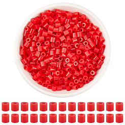 PE DIY メルティビーズ ヒューズビーズ リフィル 2000個  チューブ  レッド  5x5mm  穴：3mm&nbsp;DIY-SP0004-73B