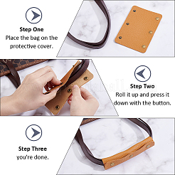 取り外し可能なPUイミテーションレザーバッグハンドルラップ4個  ハンドルグリッププロテクター  鉄のスナップボタン付き  長方形  スーツケース用  ハンドバッグ  アンティークブロンズ  ペルー  130x90x5.5mm&nbsp;PURS-BBC0001-08B