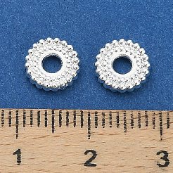 合金のスペーサービーズ  ラックめっき  鉛フリー＆カドミウムフリー  フラットラウンド  銀  8x1.5mm  穴：2.5mm&nbsp;FIND-A059-01B-S