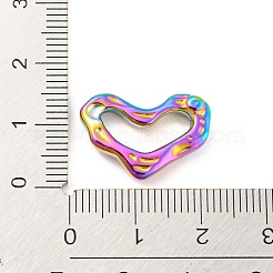 304ステンレススチールリンクリング  不規則な心臓  ハンマー  虹色  14x20x4mm  内径：6.5x14mm&nbsp;STAS-I202-25RC