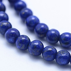 天然石ラピスラズリビーズ連売り  グレードA  ラウンド  4mm  穴：1mm  約94個/連  15.5インチ（39.5cm）&nbsp;G-P342-01-4mm-A