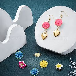 60個 3スタイル ハンドメイド ポリマークレイ リンク コネクター  ゴールデン真鍮パーツ  混合花  ミックスカラー  9.5x18.5x4mm  穴：2~3mm  20個/スタイル&nbsp;FIND-SC0001-85