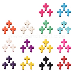 合成ターコイズビーズ連売り  染め  クロス  ミックスカラー  20x15x4mm  穴：1mm＆25x18x5mm  穴：1mm&nbsp;TURQ-PH0002-01