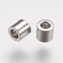 変色しにくい304ステンレススチールスペーサービーズ  コラム  ステンレス鋼色  2x2mm  穴：0.9mm&nbsp;STAS-F195-029P