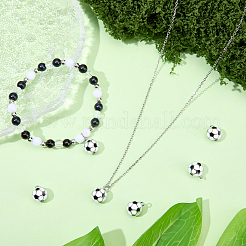 6個真鍮エナメルチャーム  サッカーのチャーム  プラチナメッキ  12x10mm  穴：1.4mm&nbsp;KK-SC0007-75