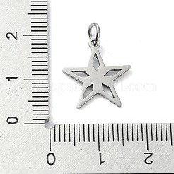 変色しない304ステンレススチールペンダント  丸カン付き  レーザー切断  星のチャーム  ステンレス鋼色  15x14.5x1mm  穴：3mm&nbsp;STAS-C097-67P