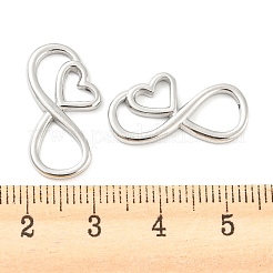 変色しにくい304ステンレススチールコネクタチャーム  ハートとの無限のリンク  ステンレス鋼色  22x11.5x1.8mm&nbsp;STAS-I202-08P