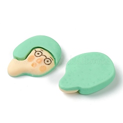 樹脂カボション  漫画のキャラクター  眼鏡の女の子  アクアマリン  23x16x5mm&nbsp;X-CRES-G015-11