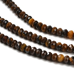 天然石タイガーアイビーズ連売り  多面カット  ロンデル  3x2mm  穴：0.8mm  約192個/連  14.96''（38センチメートル）&nbsp;G-B107-D02-01