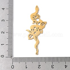 201 ステンレススチール製フィリグリーペンダント  花飾りのサンケ  ゴールドカラー  41x17.5x1mm  穴：1mm&nbsp;LS-STAS-K298-10G