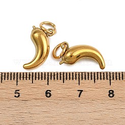 304ステンレスペンダント  丸カン付き  食品のテーマ  ゴールドカラー  唐辛子  15.5x11x5.5mm  穴：4mm&nbsp;STAS-B096-02G-06