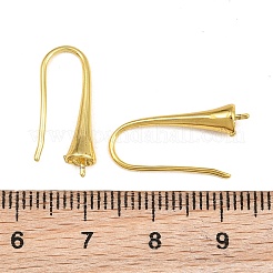ラックメッキ真鍮製ピアスフック  片穴パーツ用  長持ちメッキ  ゴールドカラー  21mm  ピン：0.9mm&nbsp;KK-CBAA482-01G