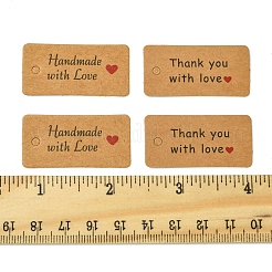 2 セット 2 スタイル クラフト紙 文字印刷 ギフト タグ  長方形  キャメル  4x2x0.03cm  100個/セット&nbsp;CDIS-FS0001-20