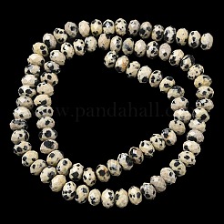 天然ダルメシアンビーズ連売り  多面カット  ロンデル  5.5~6.5x4.5mm  穴：1mm  約91~94個/連  15.35''（39cm）〜15.43''（39.2cm）&nbsp;G-D344-A26