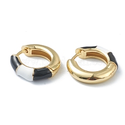 ツートンブラスエナメルハギーフープピアス  リング  ゴールドカラー  ミックスカラー  18x4mm  ピン：1mm&nbsp;EJEW-L234-066G